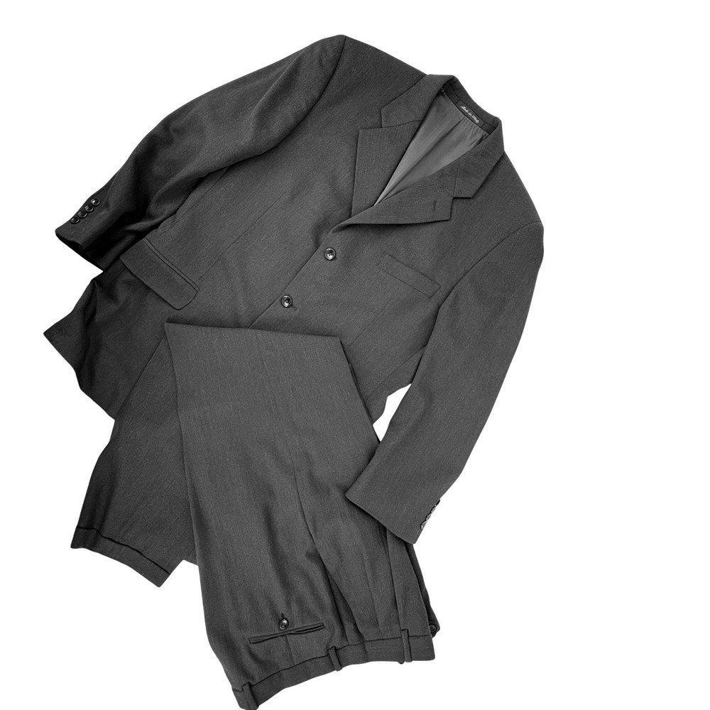 Pavone Mens 40R/34 Suit Charcoal Grey Wool Giovanni Tonella Italy 3 Button - Picture 1 of 16